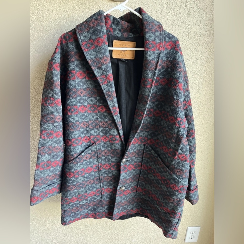 True Grit Red Southwest Wool VINTAGE Men’s Coat Size 3